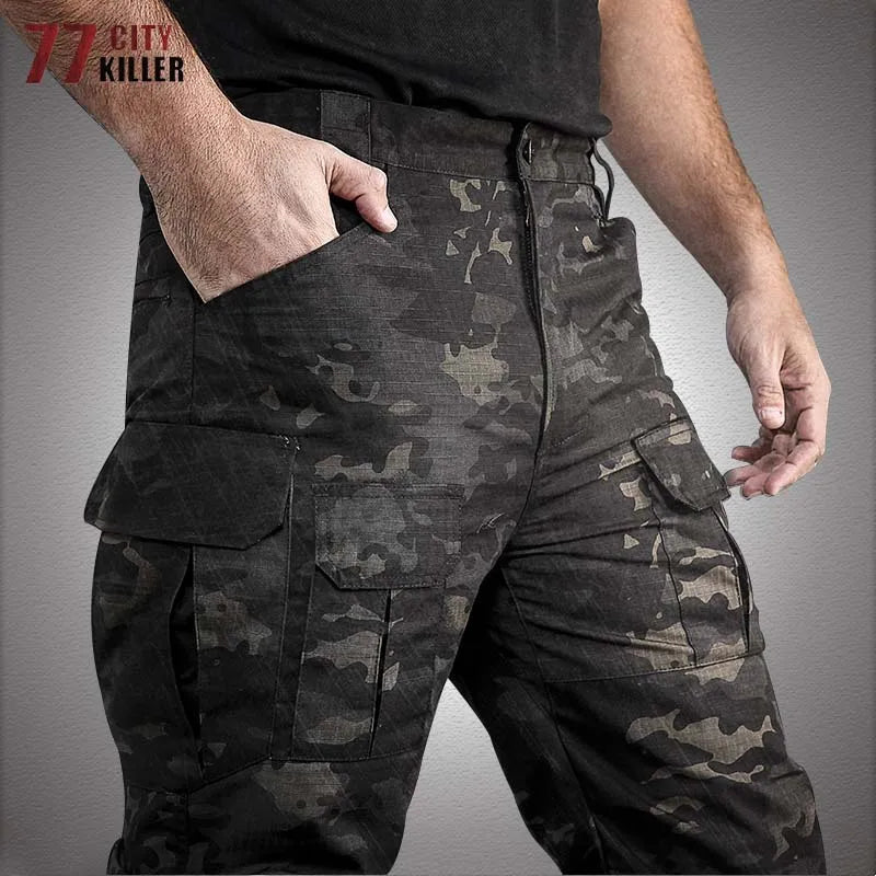 Tactical Pants Waterproof Cargo Pants Men Breathable SWAT Army Solid Color Combat Trousers