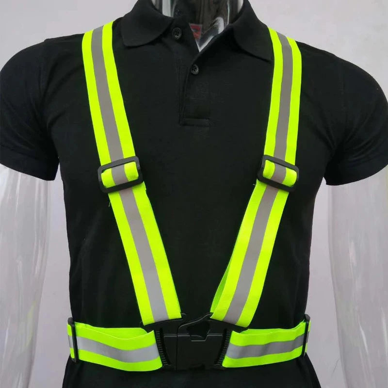 High Visibility Reflective Safety Vest – Lightweight Green Straps for Night Work, Running & Cycling