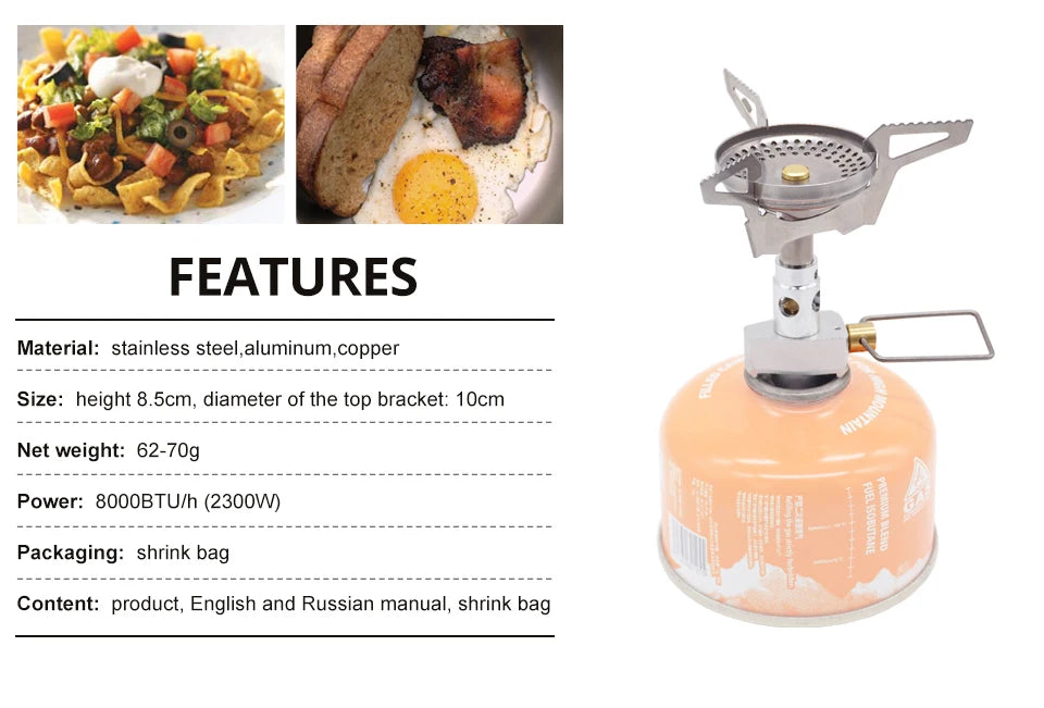 APG Outdoor Camp Gas Stoves Mini Pocket Camping Burners Cooking Equipment 60G