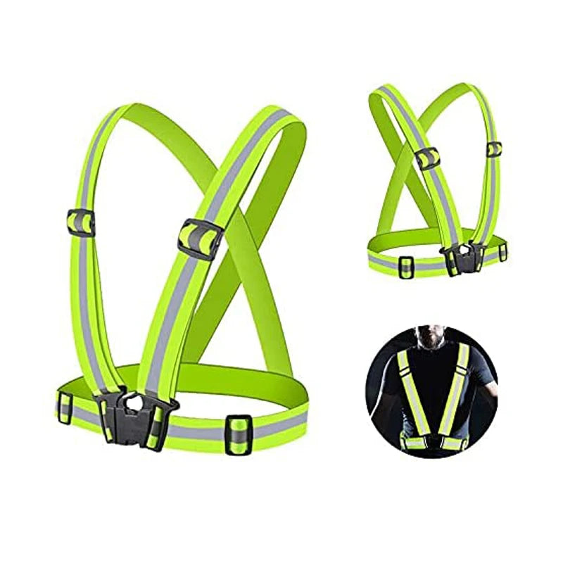 High Visibility Reflective Safety Vest – Lightweight Green Straps for Night Work, Running & Cycling