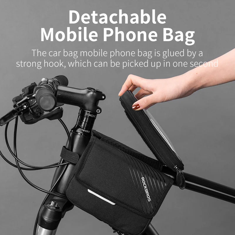 ROCKBROS Bike Bag Phone Touch Screen Bicycle Front Bilateral Saddle Bag Top Tube Bag 6.0 Inch
