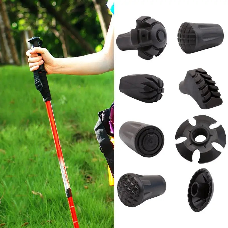 Trekking Pole Tip & Snow Basket Set – Rubber Replacement for Hiking, Nordic Walking, Climbing & Camping