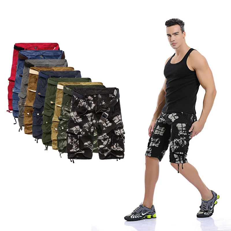 Military Shorts Bermuda Summer Camouflage Cargo Shorts Men Cotton Tactical Short Pants (No Belt)