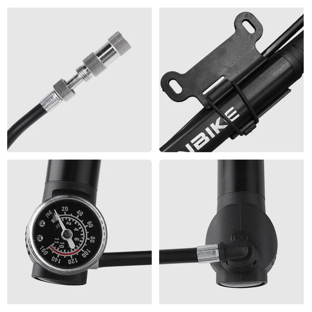 Bicycle Tire Pump Portable Mini Hand Air Sport Plus Gauge Frame Pump - Bike Accessories