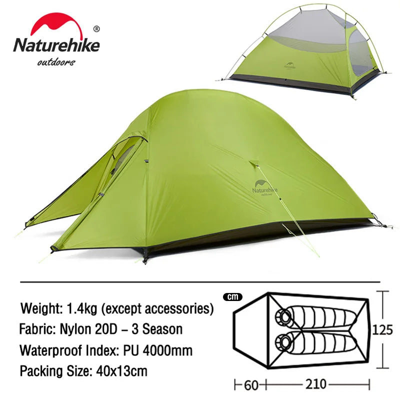 Naturehike Cloud Up Series - Lightweight, All-Season Camping Tents for 1-3 People