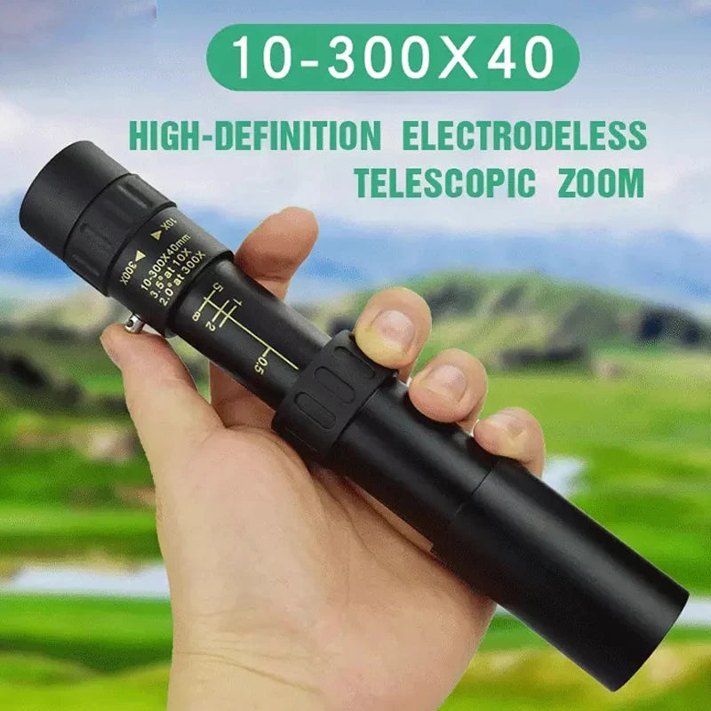 10-300X Zoom Monocular Telescope – High Definition, Portable, with BAK4 Prism for Outdoor Adventures