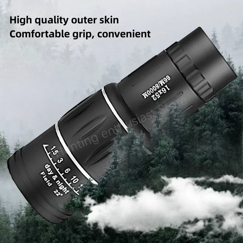 Powerful 16x52 Monocular Telescope with Zoom for Outdoor Camping Bird Watching and Night Vision
