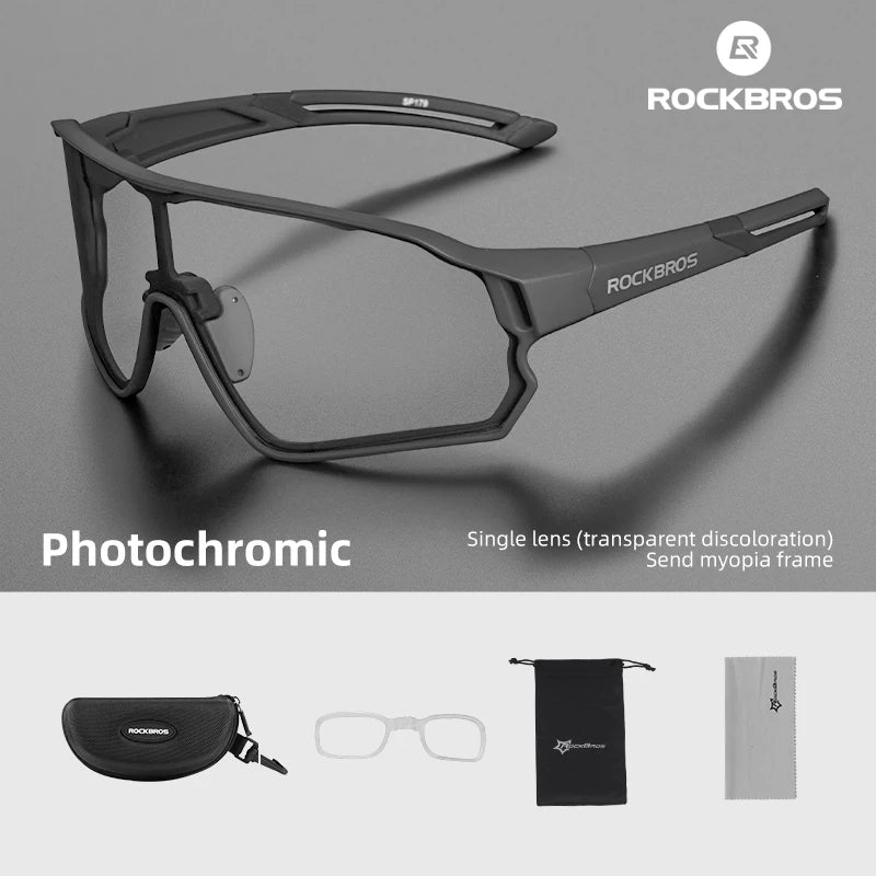 ROCKBROS 10135 Ultra-Light Photochromic Cycling Glasses UV400 Full Frame Eyewear | ROCKBROS