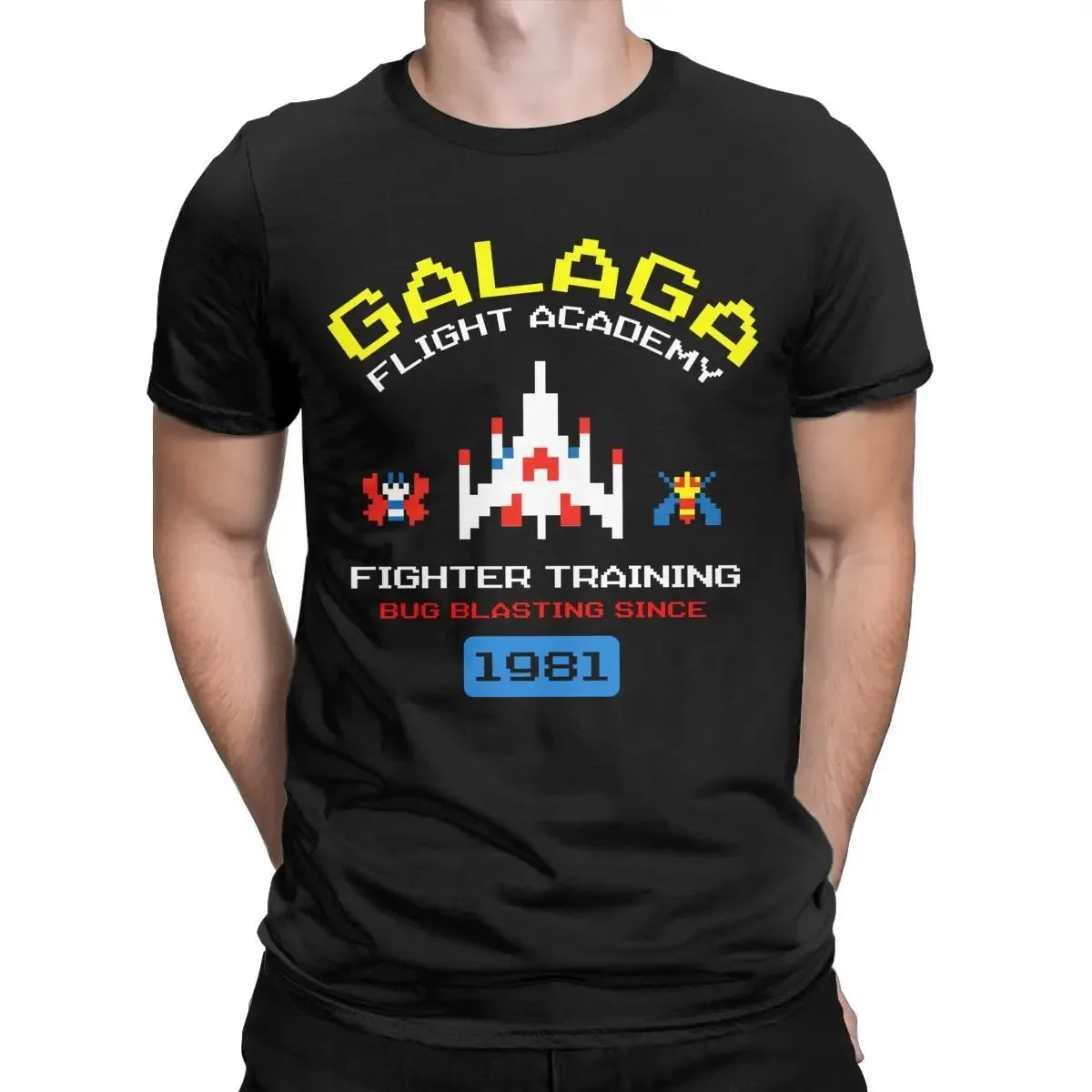 Cool Arcade Galaga Video Game Retro 80s Space Alien T-Shirt for Men - 100% Cotton Gift Idea