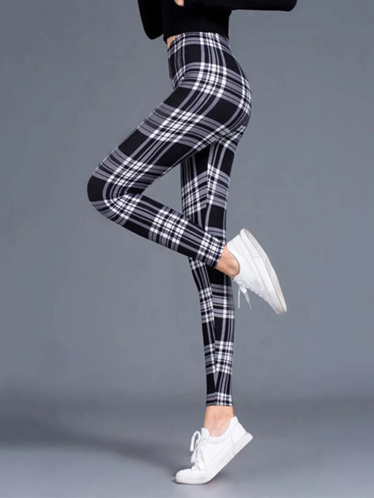 Plaid Leggings Women Pants Push Up Leggings Fashion Fitness Leggins Gym Sporting High Waist Trousers