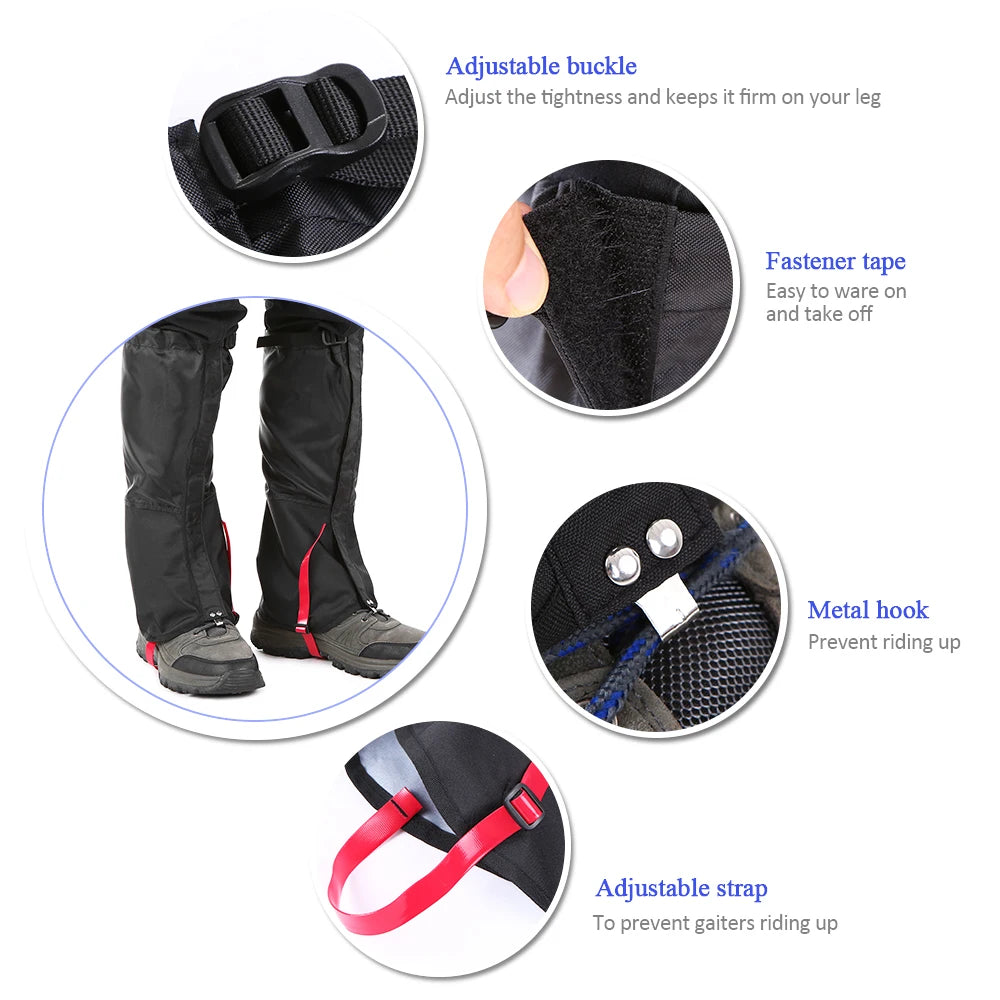 OUTDOOR MOUNTAIN Waterproof Snow Leg Gaiters for Hiking & Climbing Boots Cover