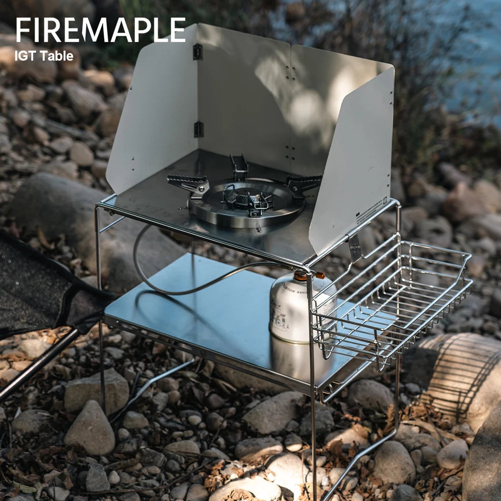 IGT System Stainless Steel Camping Table for Outdoor Cooking & Travel
