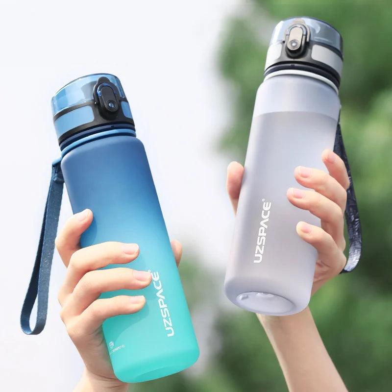 UZSPACE 500/1000ML Sports Water Bottle Shaker Portable Leakproof Tritan Plastic Drinkware BPA Free