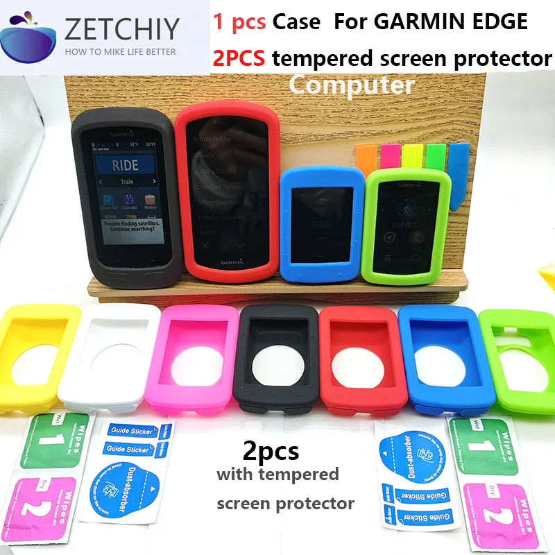 ZETCHIY Case & Tempered Glass Screen Protector for Garmin Edge 130 520 530 830 1030 1040
