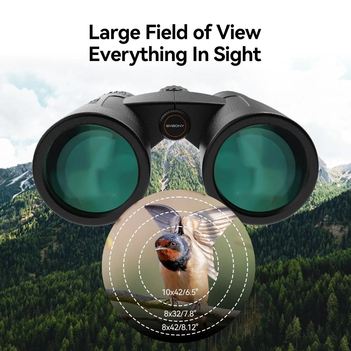 SVBONY SV202 ED Binoculars – 8x32 / 8x42 / 10x42 FMC BAK4 Prism Waterproof Fogproof Optics