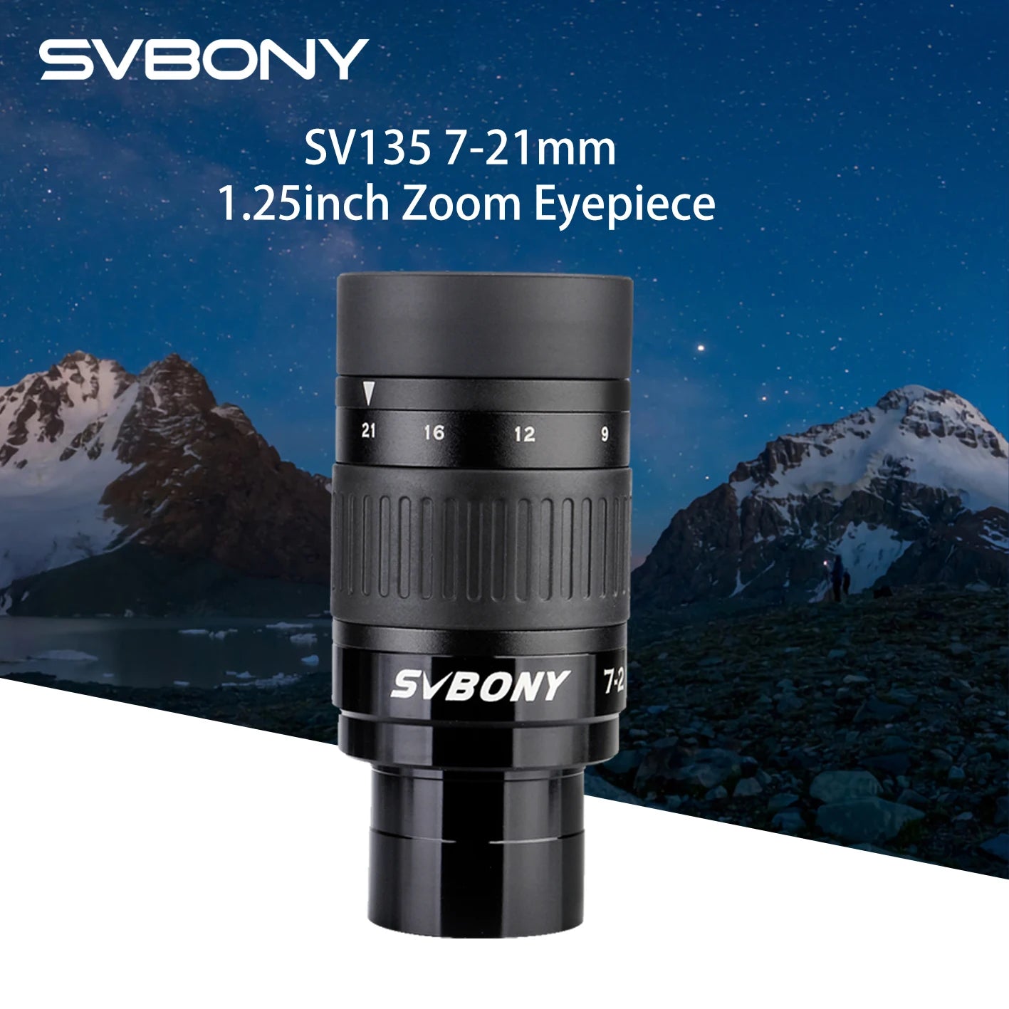 SVBONY SV135 7–21mm Zoom Eyepiece – 1.25" FMC 6-Element Telescope Lens for Astronomy Viewing