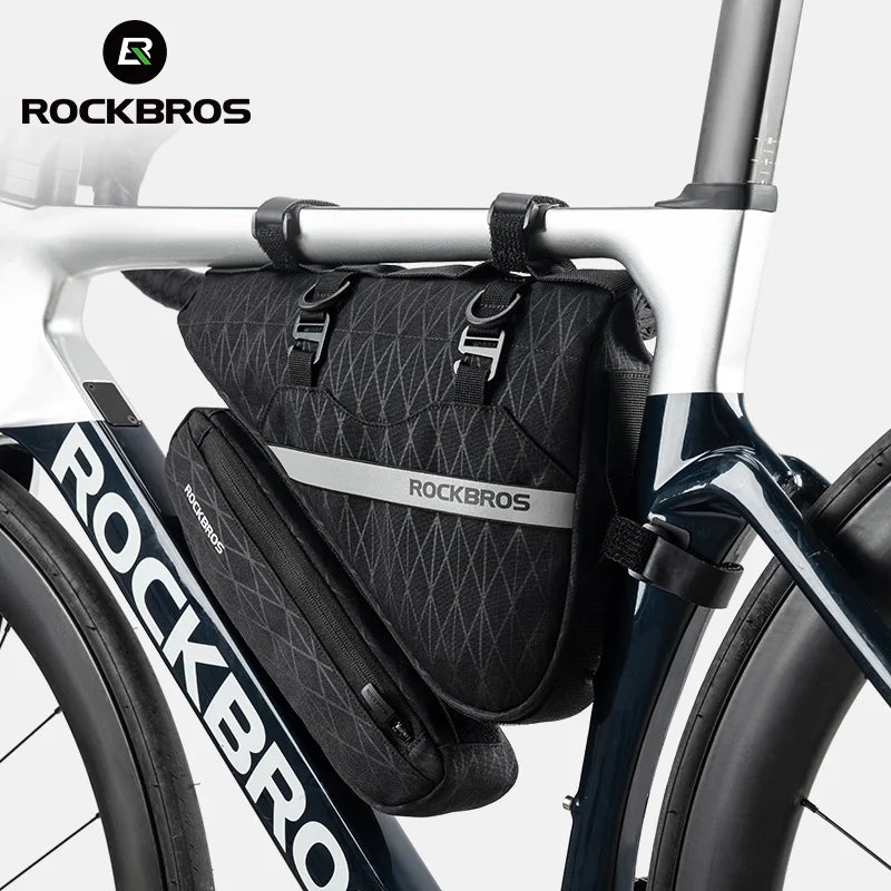 ROCKBROS Combination Triangle and Front Tube Bike Bag | Large Capacity Reflective Frame Bag