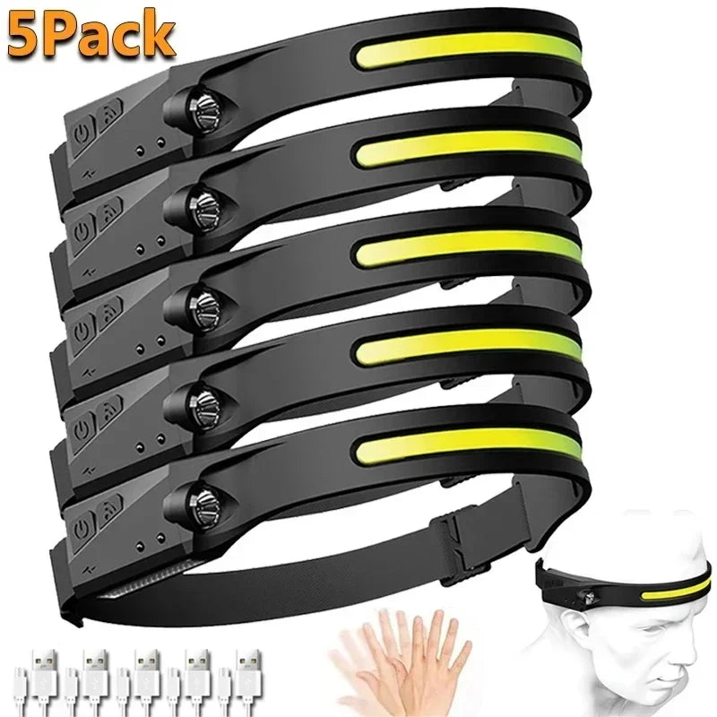 KDULIT Sensor Headlamp LED Rechargeable Flashlight – 5 Lighting Modes for Outdoor Activities