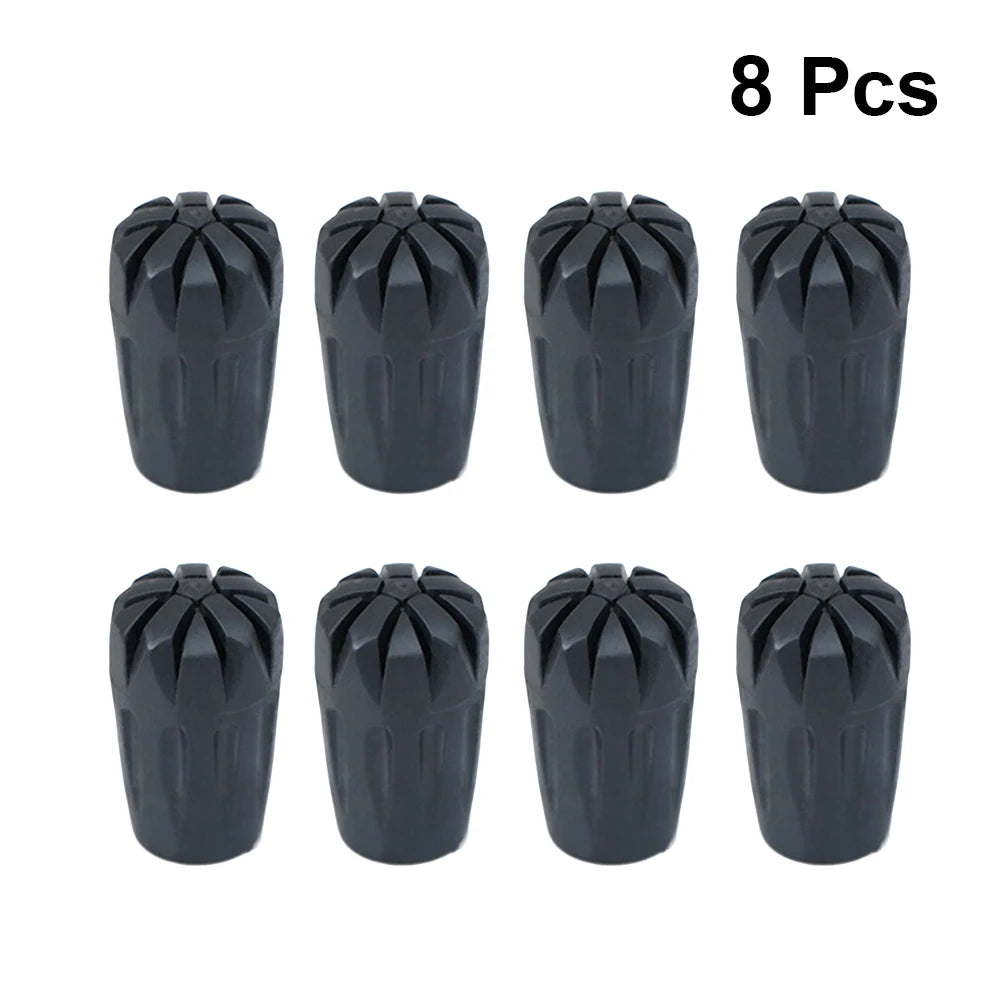 8-Pack Rubber Trekking Pole Tips – Durable Replacement Caps for Hiking Sticks & Walking Canes
