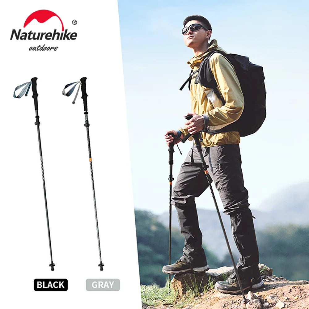 Naturehike Five-Section Folding Carbon Trekking Poles 103–135cm Lightweight Walking Sticks