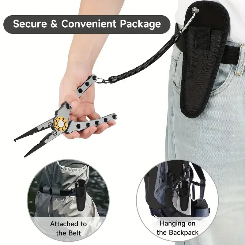 Multifunctional Fishing Tongs - Line Cutter, Hook Remover, and Bait Tongs with Sheath