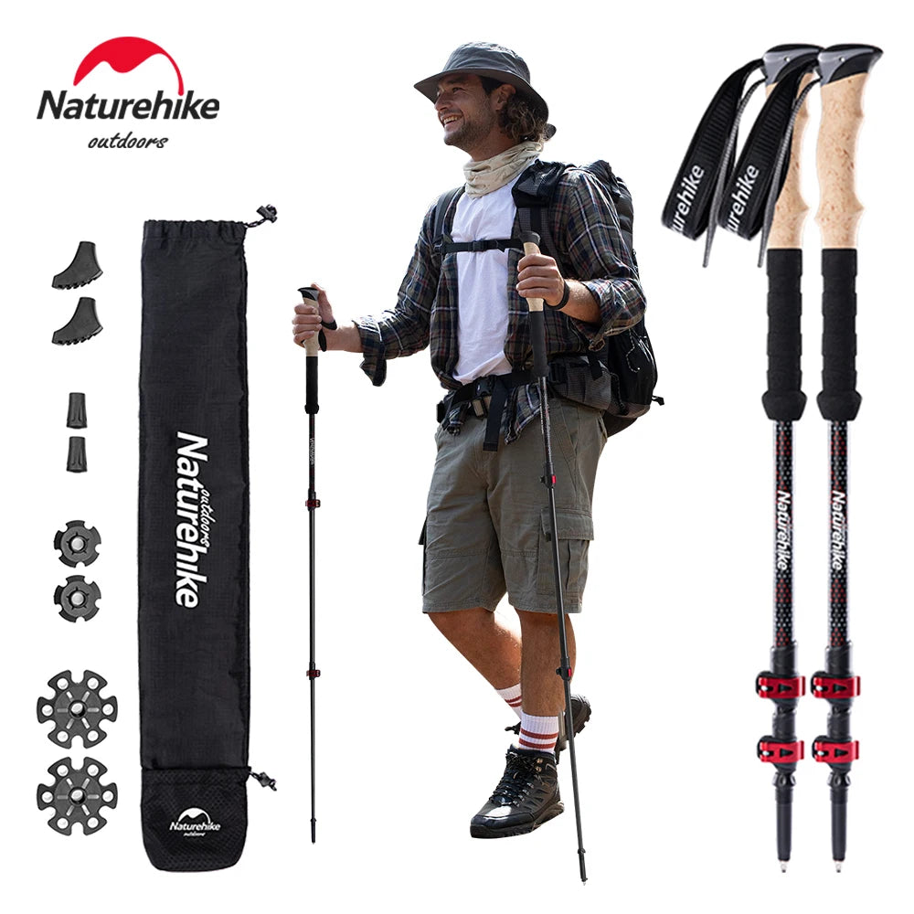 Naturehike Carbon Fiber Trekking Poles – Lightweight Collapsible Hiking and Climbing Sticks (2pcs)