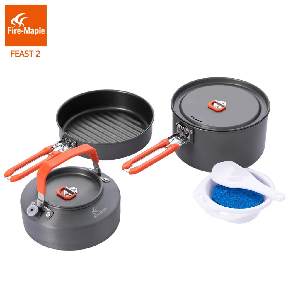 Fire Maple Feast 2 Aluminium Cookware Set Outdoor Camping Hiking Pot Pan Kettle Kit FMC-F2