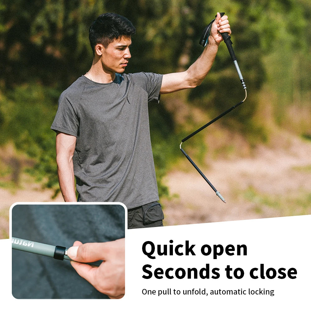 Naturehike Folding Carbon Trekking Poles 110–130cm Lightweight 4-Section Hiking Sticks