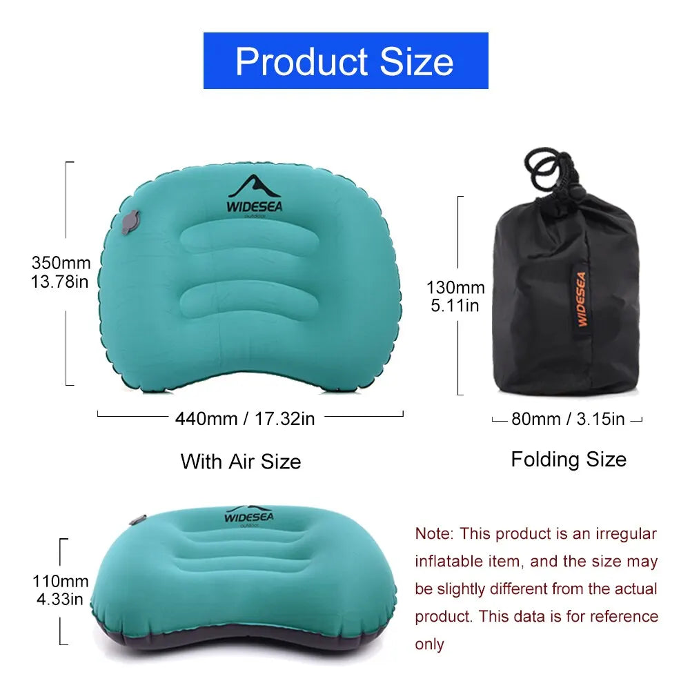Widesea Portable Inflatable Pillow – Lightweight Folding Travel Cushion | WIDESEA
