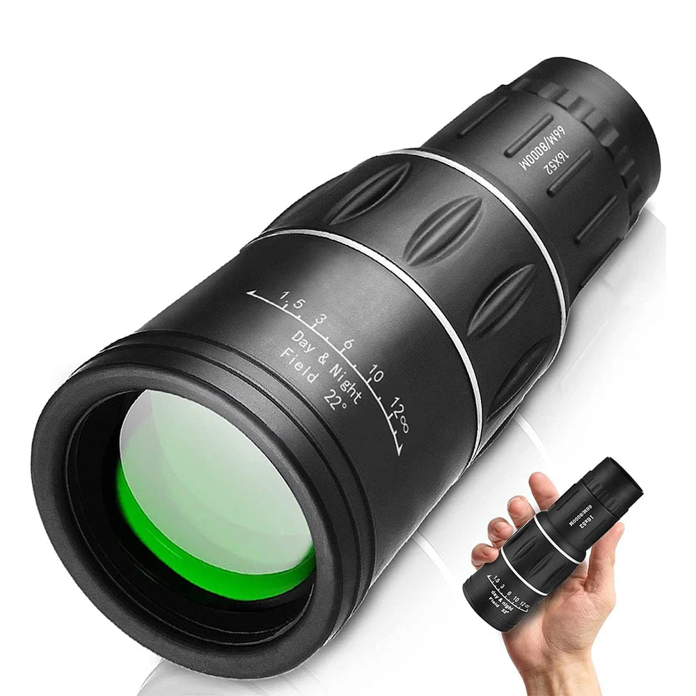 16x52 Dual Focus Monocular Telescope - Handheld High-Power Scope for Camping, Hunting & Concerts