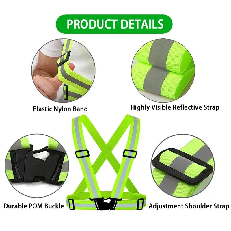 Reflective Safety Vest Strap – Lightweight Adjustable Night Walking & Biking Gear