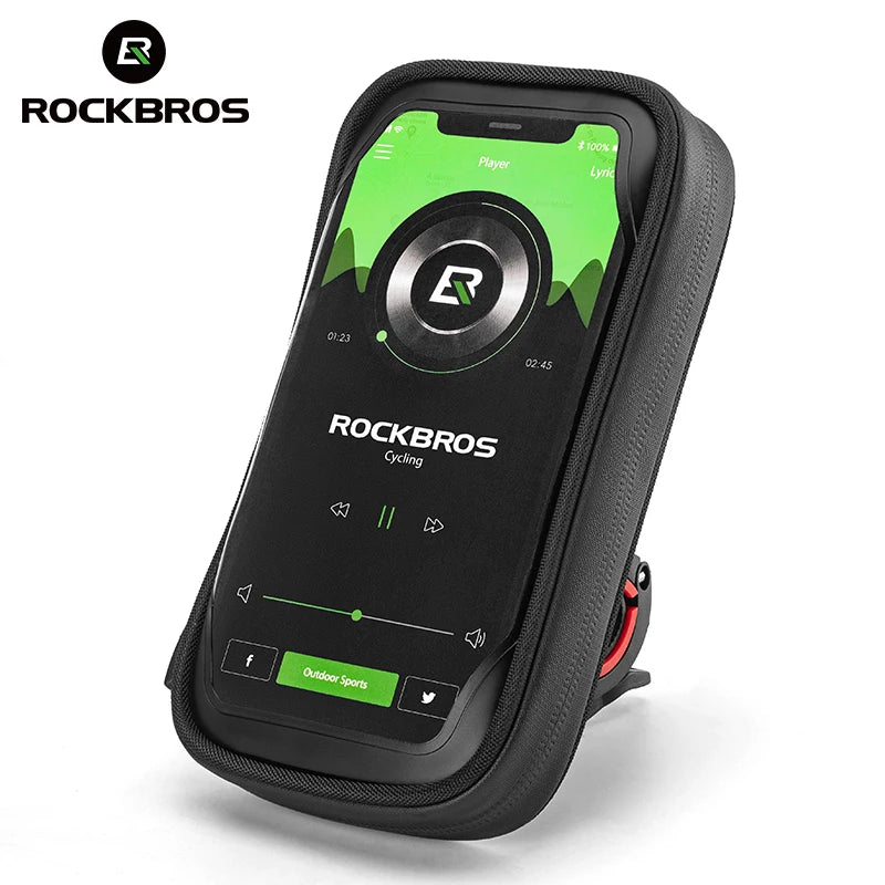 ROCKBROS 270° Rotatable Waterproof Phone Bag Stand | Handlebar Mount for Scooter & Bicycle
