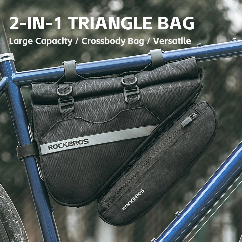 ROCKBROS Combination Triangle and Front Tube Bike Bag | Large Capacity Reflective Frame Bag