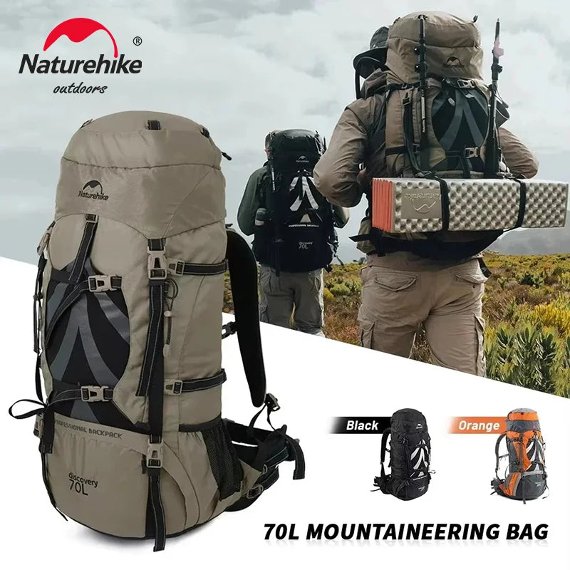 NH70B070-B 70L Hiking Backpack Large Capacity Mountaineering Camping Travel Pack