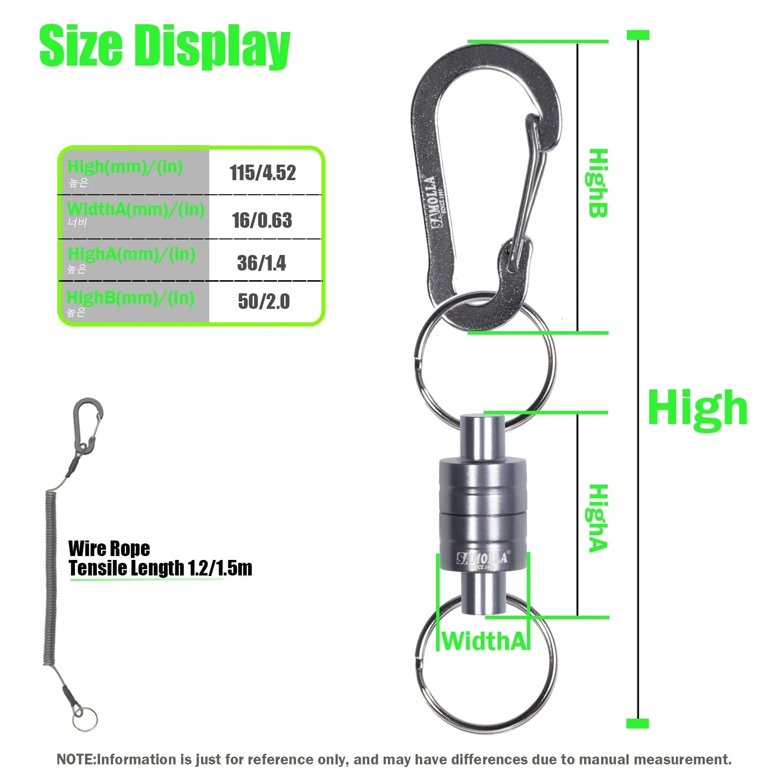 Magnetic Net Release Holder With Coiled Lanyard Fly Fishing Tools Strong Magnet Carabine Fast Buckle