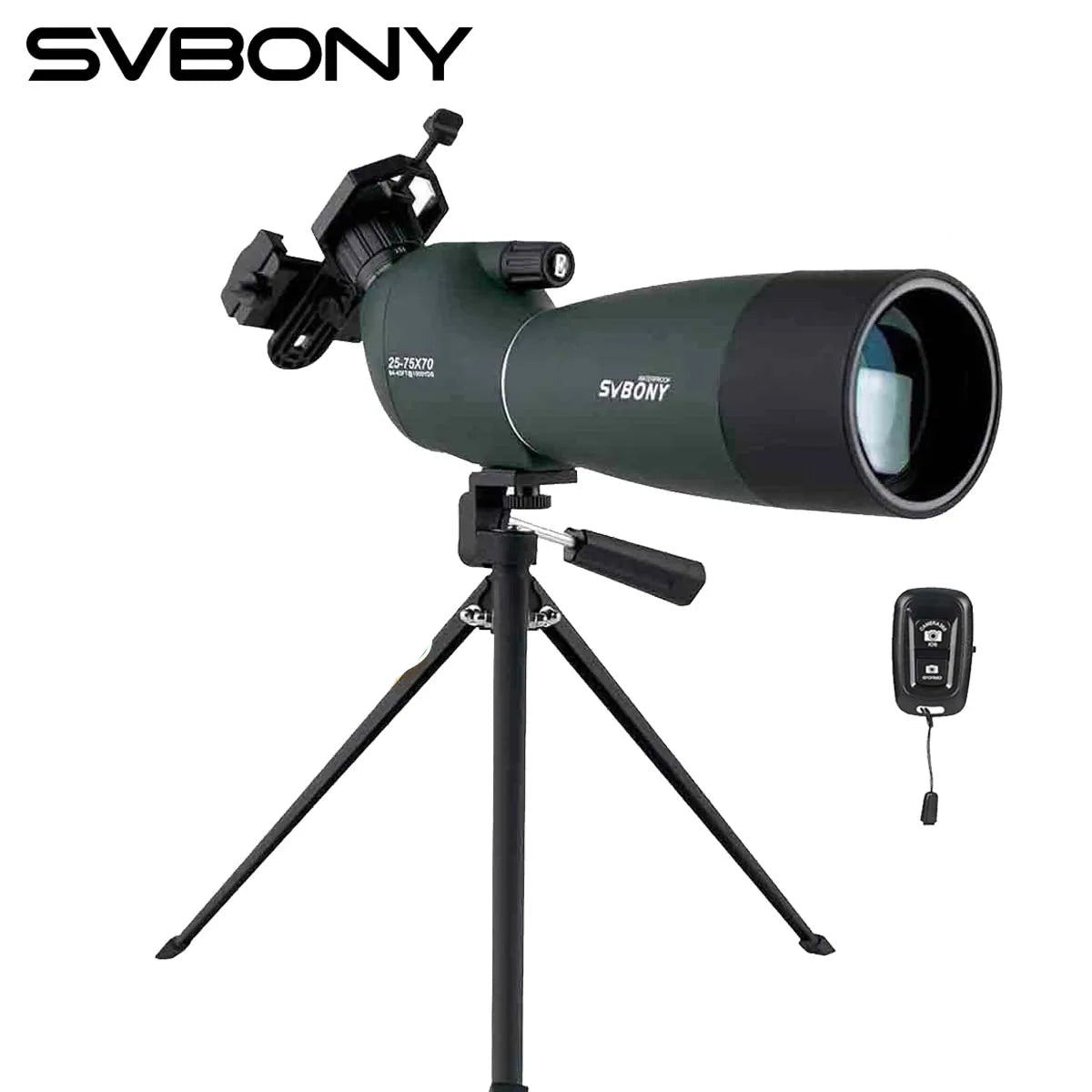 SVBONY SV28PLUS 25–75x Spotting Scope – 50/60/70mm FMC BAK4 Prism Long-Range Telescope