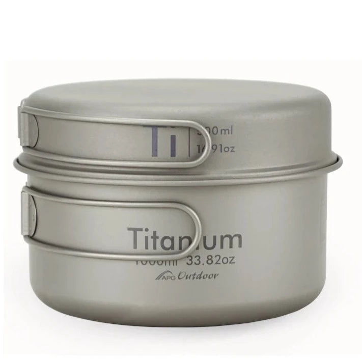 APG Ultralight Titanium Pan Outdoor Camping Tableware Titanium Pot Cookware