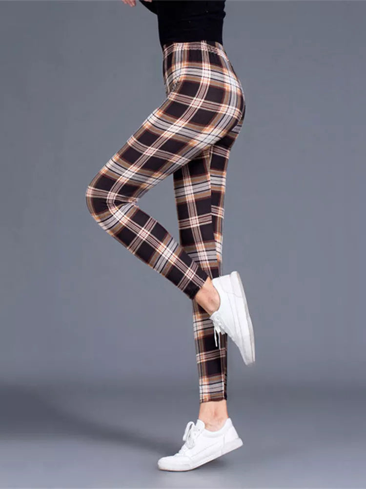Plaid Leggings Women Pants Push Up Leggings Fashion Fitness Leggins Gym Sporting High Waist Trousers