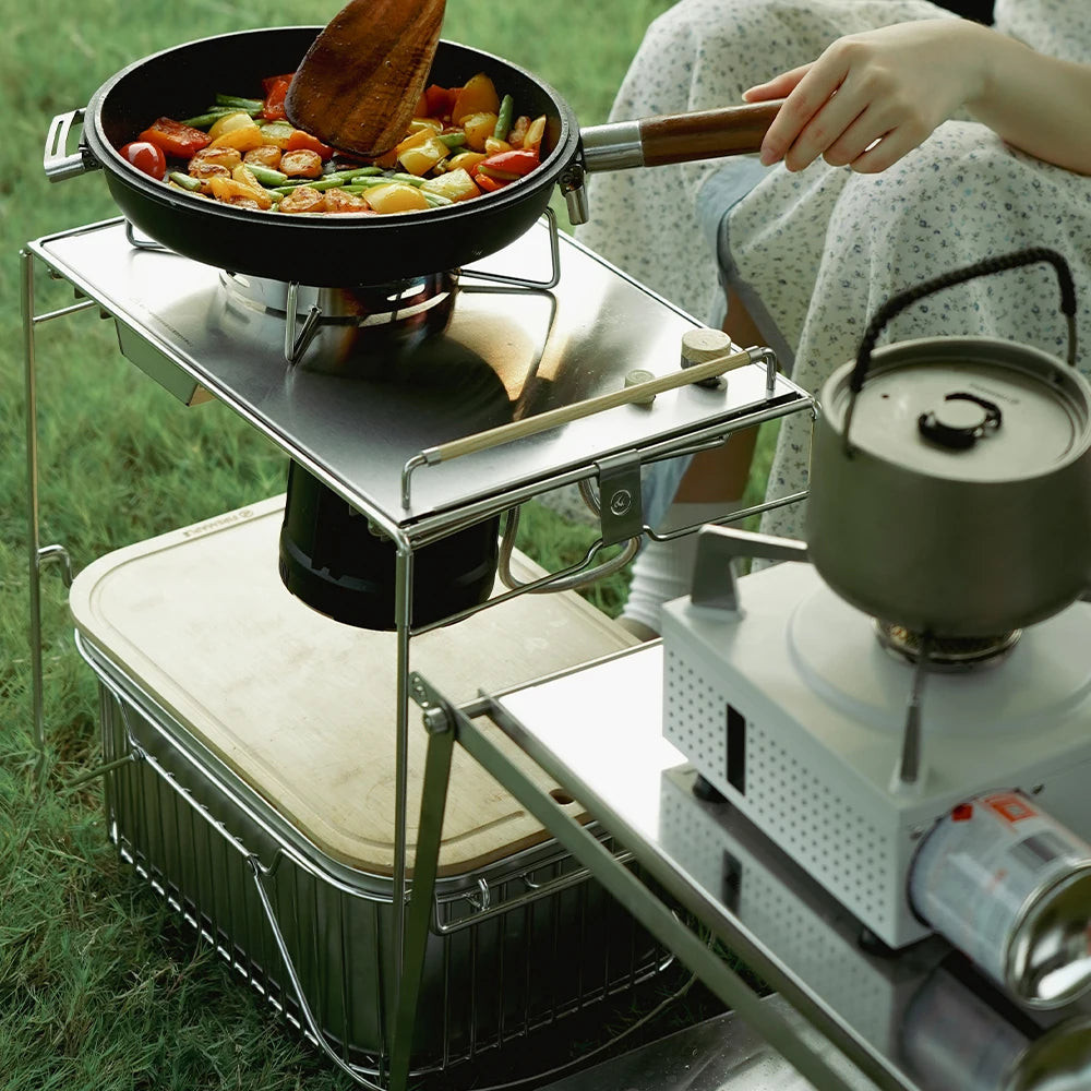 IGT System Stainless Steel Camping Table for Outdoor Cooking & Travel