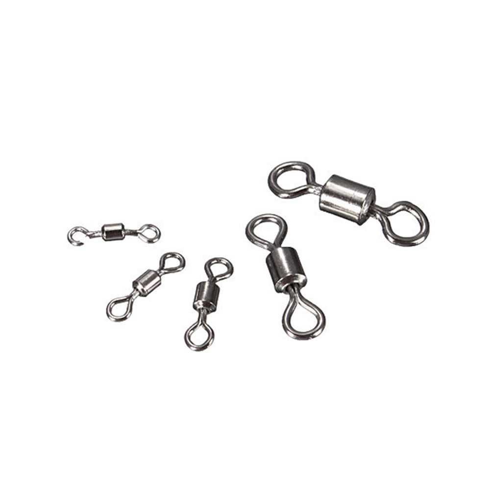 100Pcs Ball Bearing Stainless Steel Swivels Fishing Fish Connector Rolling Swivels Rig Sea Carp Fishing Tools Multi Sizes