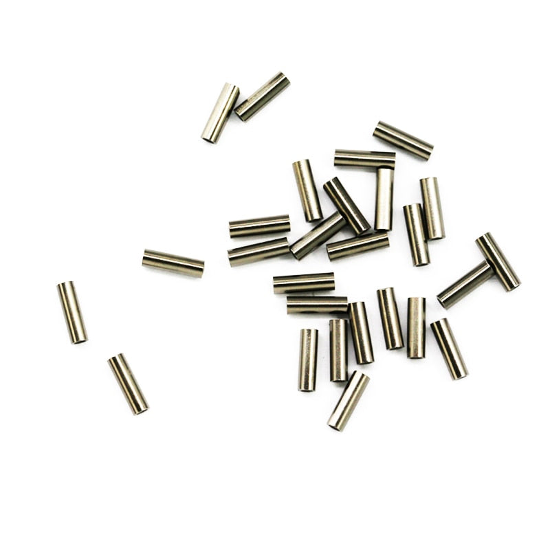 100pcs Black Round Copper Fishing Tube Fishing Wire Pipe Crimp Sleeves Connector Fishing Line Accessories Tool