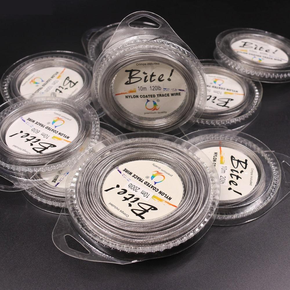 10M 7 Strands 5LB-200LB Nylon Coated Trace Wire Braided Steel Wire Leader Coating Jigging Fish
