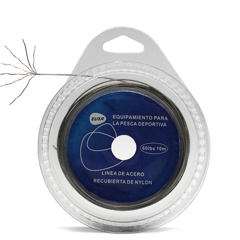 10M 7 Strands Coated Braided Stainless Wire Fishing Rigging Material Coating Wire Leader Coating