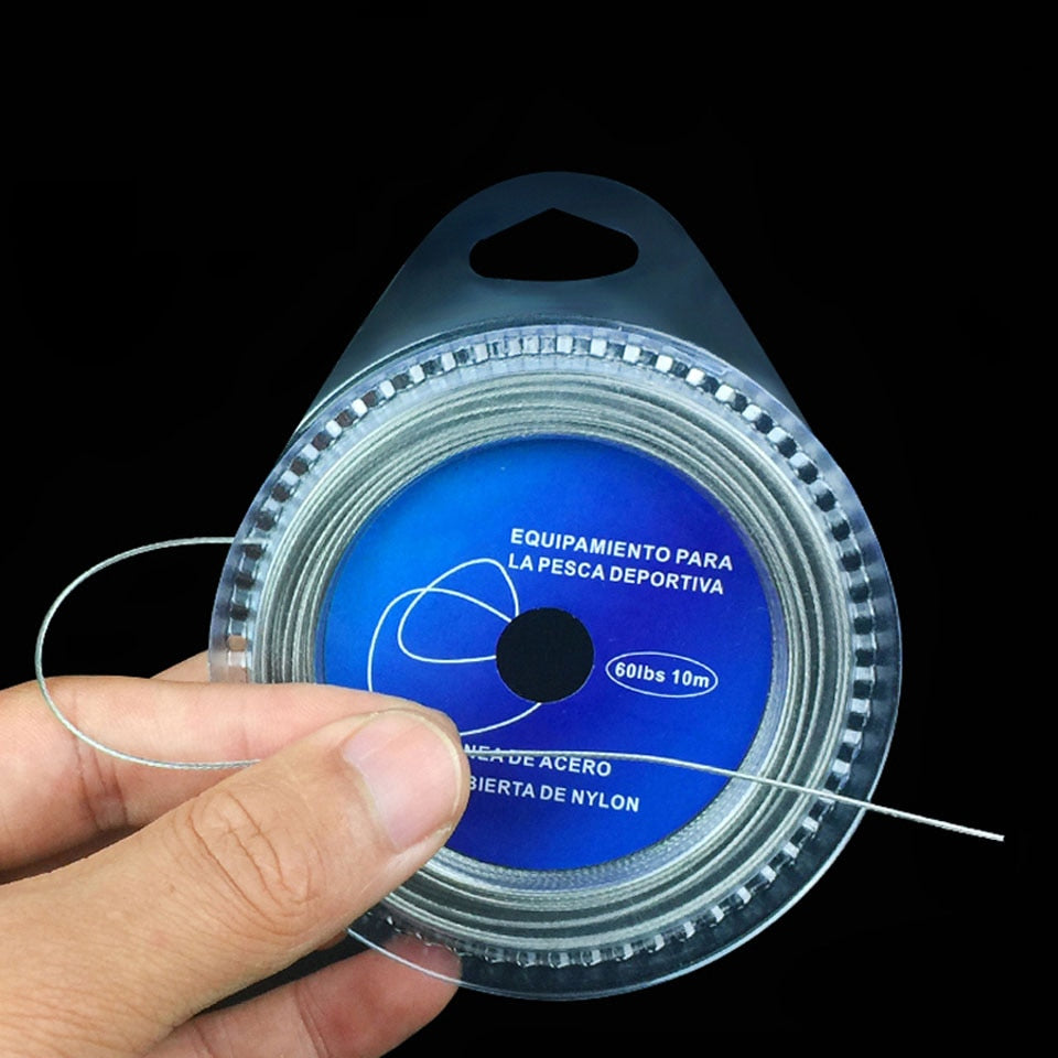 10M 7 Strands Coated Braided Stainless Wire Fishing Rigging Material Coating Wire Leader Coating