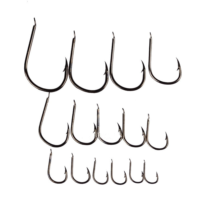 10PCS/lot Izu 1-15# High carbon steel Crooked Barbed Fishhook Black Flat pond carp fishing hooks set Accessories tool tackle