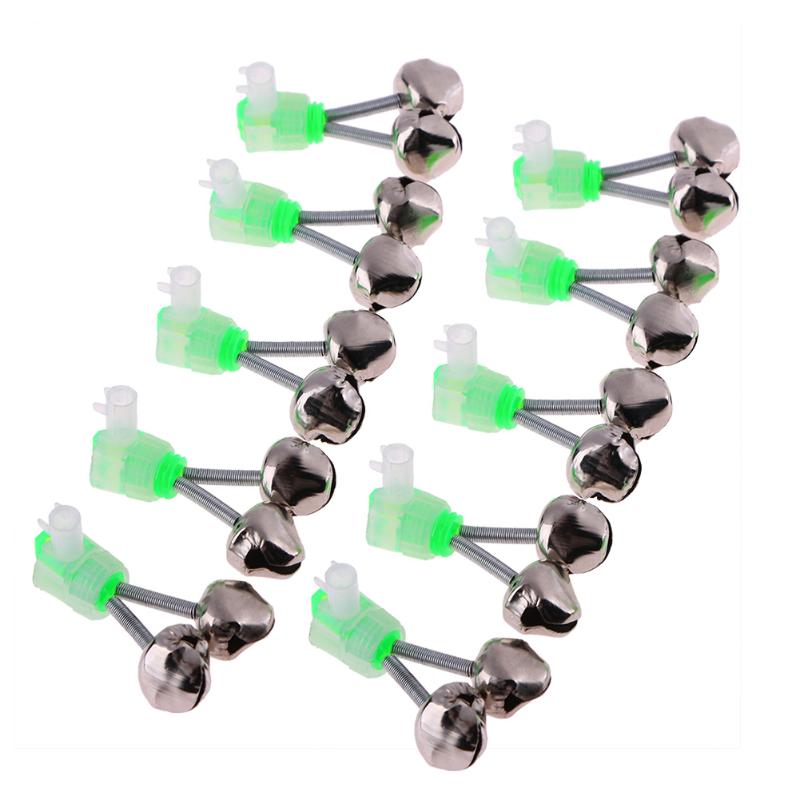 10Pcs/Set Twin Spiral Bells Fishing Bite Alarms Outdoor Night Carp Fishing Rod Tip Clips Tool Accessories peche