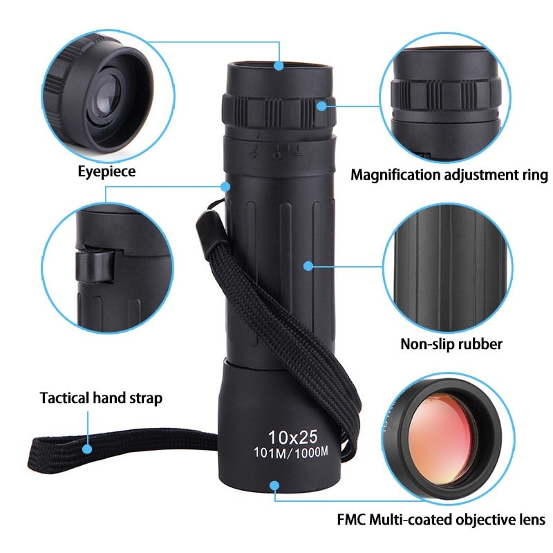 10x25 Mini Pocket Monocular Telescope Zoom Theatrical Binoculars Eyepiece Portable For Hunting