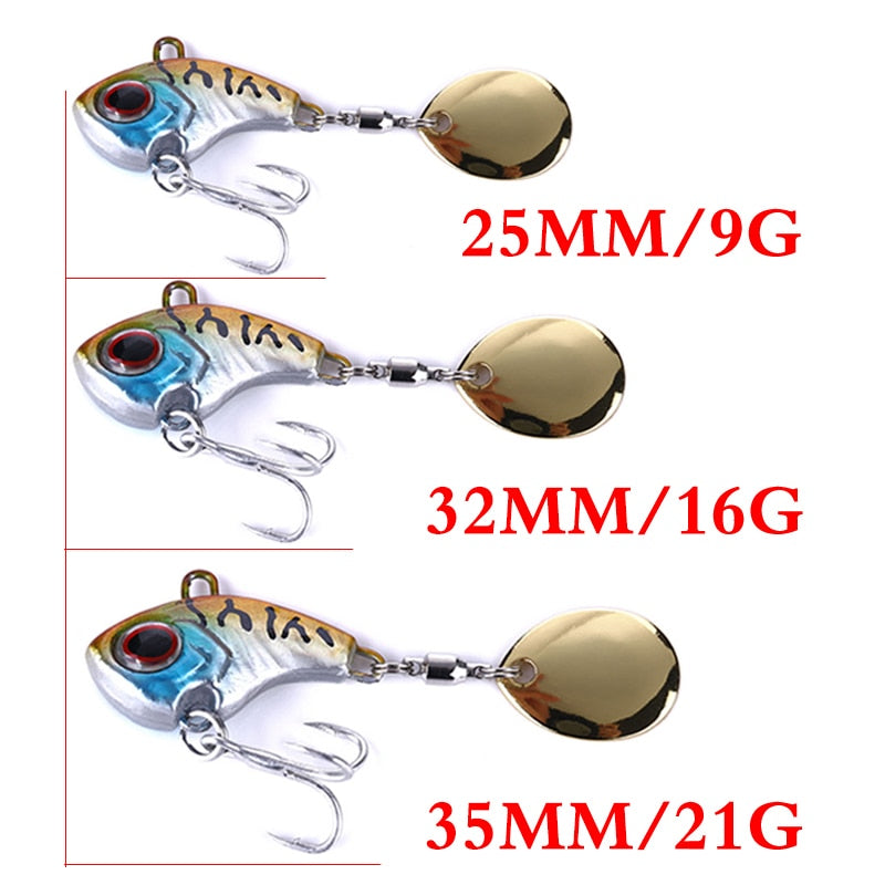 1Pcs Rotating Metal VIB vibration Bait Spinner Spoon Fishing Lures 9g 16g 21g Jigs Trout Winter Fishing Hard Baits Tackle Pesca