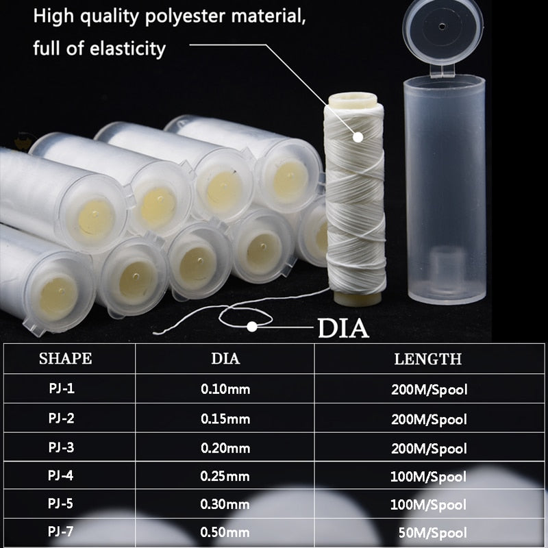 1pc PJ1/2/3/4/5/7 High Tensile Polyester Bait Elastic Thread Spool Sea Fishing Accessories Tackle