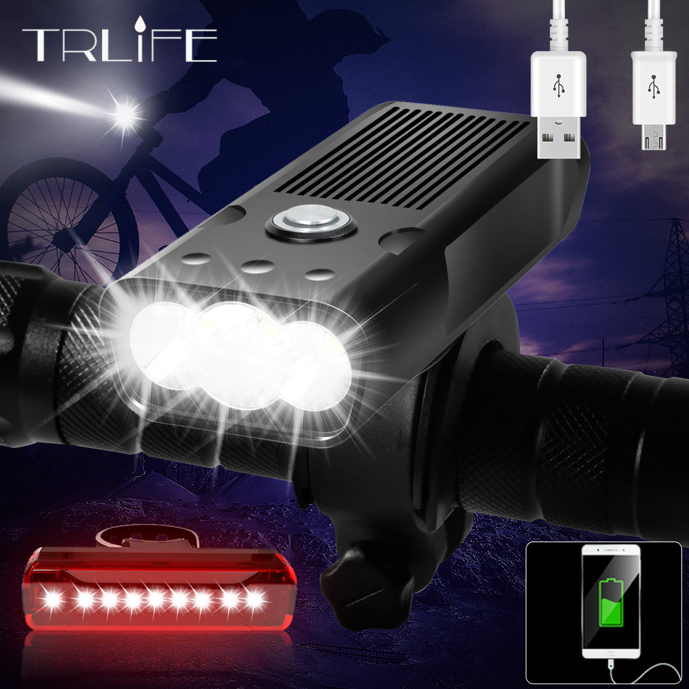20000Lums Bicycle Light L2/T6 USB Rechargeable 5200mAh Bike Light IPX5 Waterproof LED Headlight